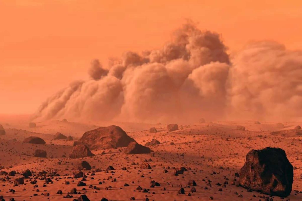 Analýza více než tisíce prachových bouří na Marsu ukazuje, že rychlost větru přesahuje 150 km/h.