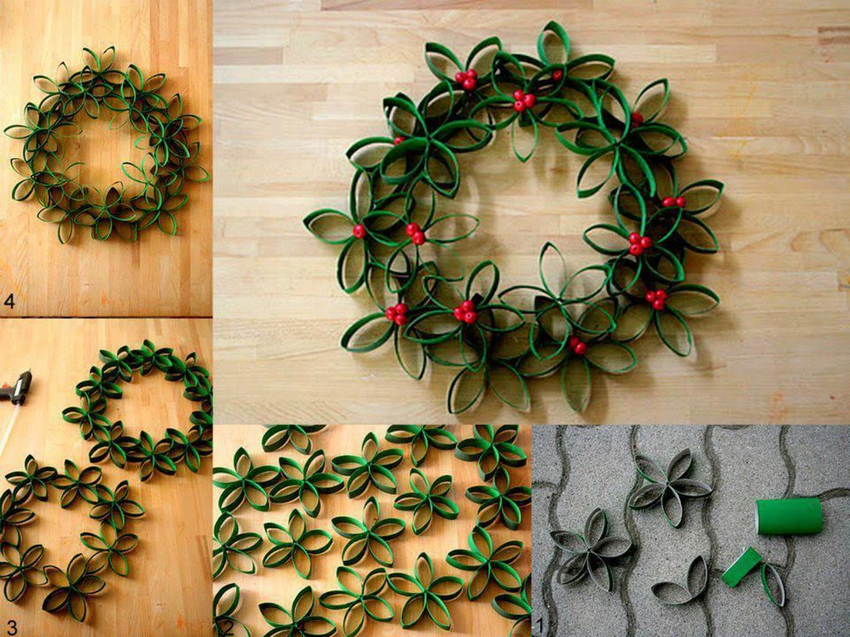 Recyklace: schovejte si role toaletního papíru a udělejte z nich krásné vánoční girlandy.