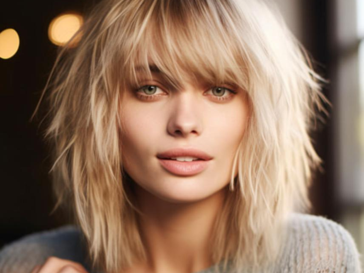 Jedná se o nejmódnější účes pro středně dlouhé vlasy tohoto podzimu, který dodává objem tenkým vlasům a hodí se ženám s kulatým obličejem.