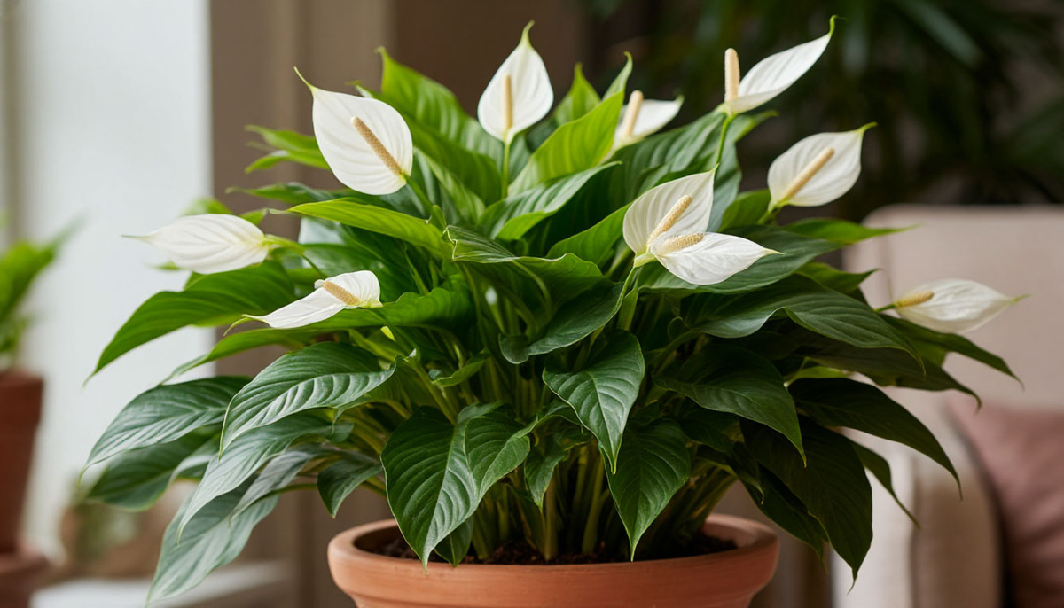 Hýčkejte svou spathiphyllum. Odvděčí se vám bohatým kvetením bílých květů.