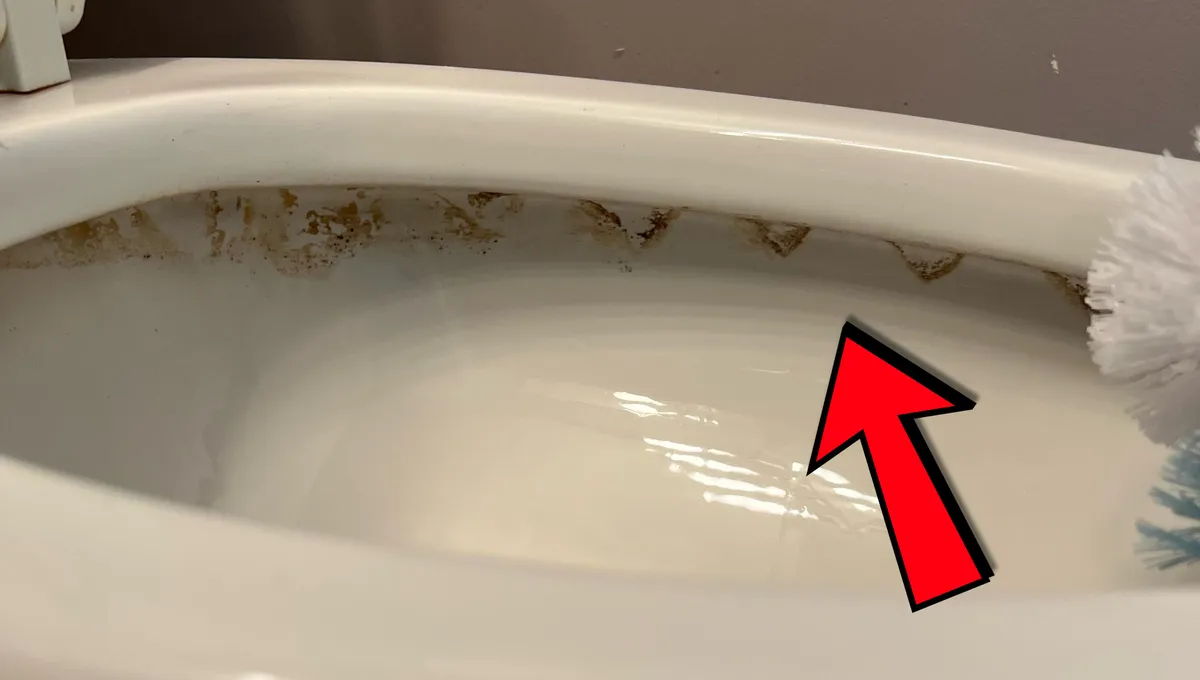 Jak použít ocet k čištění okrajů toaletní mísy pokrytých vodním kamenem a nečistotami.