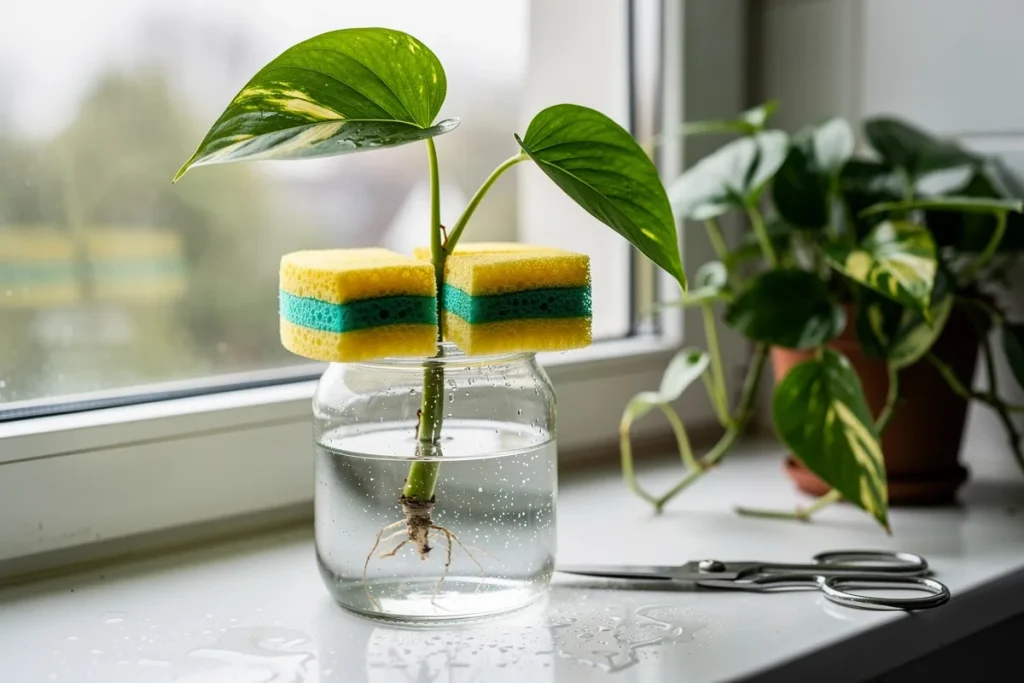 Jak naklíčit potos a vytvořit nové výhony pomocí kuchyňské houbičky