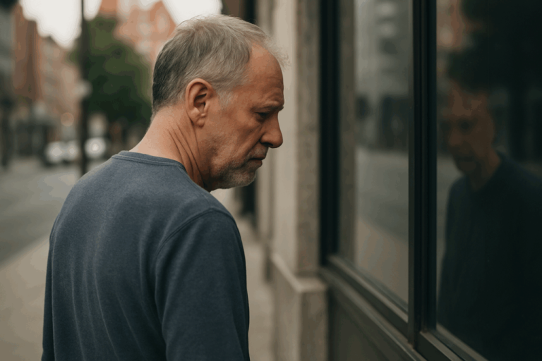 Homem com expressão triste. Crédito: Foto AI