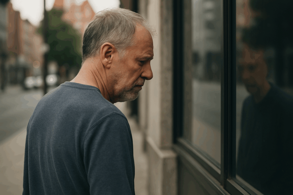 Homem com expressão triste. Crédito: Foto AI
