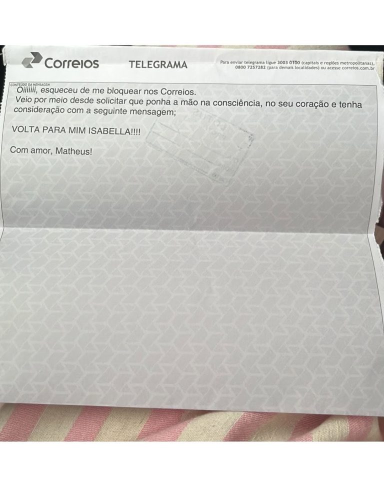 Homem envia telegrama para ex após ser bloqueado em redes sociais
