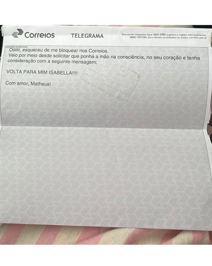Homem envia telegrama para ex após ser bloqueado em redes sociais