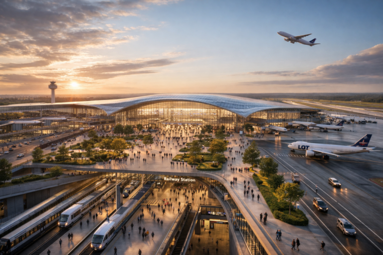 Mega-aeroporto na Polónia. Crédito: Foto AI
