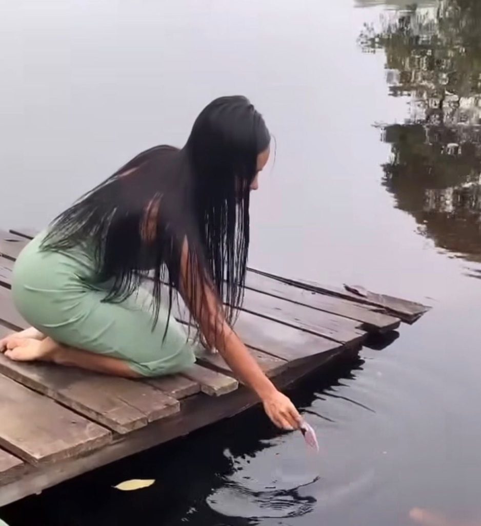 Vídeo mostra boto-cor-de-rosa interagindo com jovem em rio do Amazonas