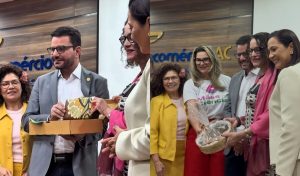 A ministra Luciana recebeu presentes durante sua visita ao Acre