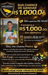 Jovem atleta de Sena promove rifa para representar o estado na Go Cup