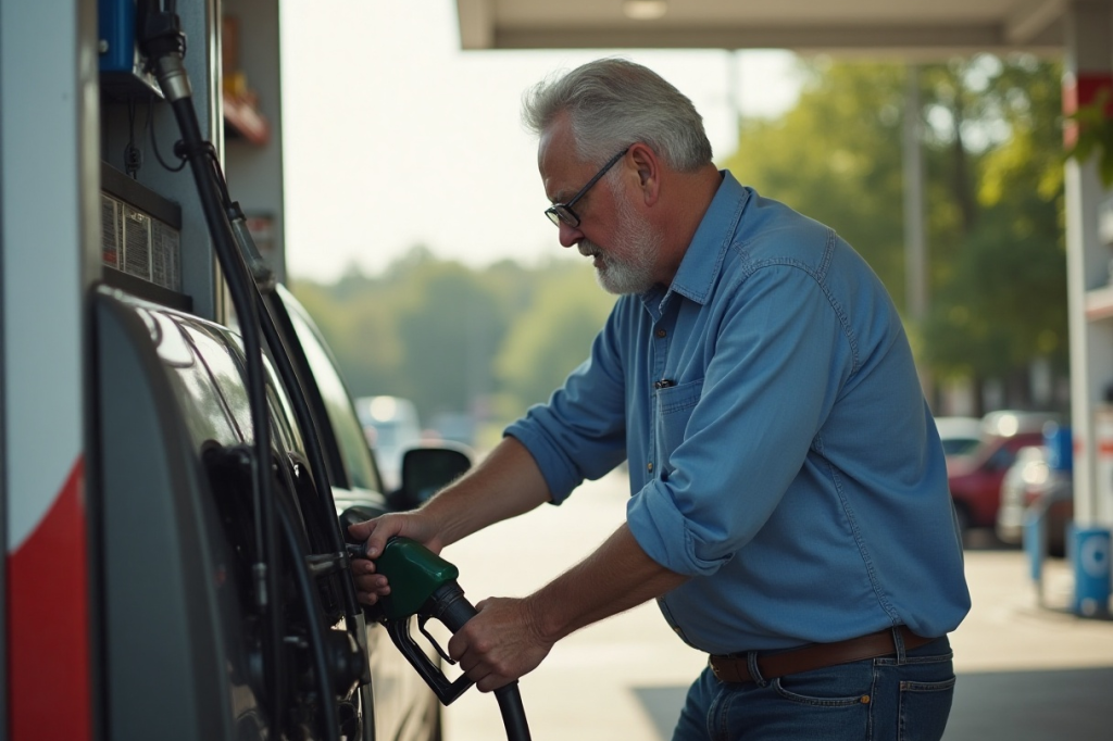 Homem a preparar-se para abastecer o carro. Crédito: Freepik AI