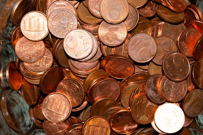 Moedas de 1 cêntimo. Crédito: DR