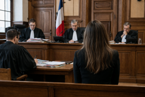 Mulher em tribunal. Crédito: Foto AI