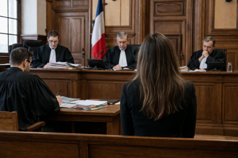 Mulher em tribunal. Crédito: Foto AI