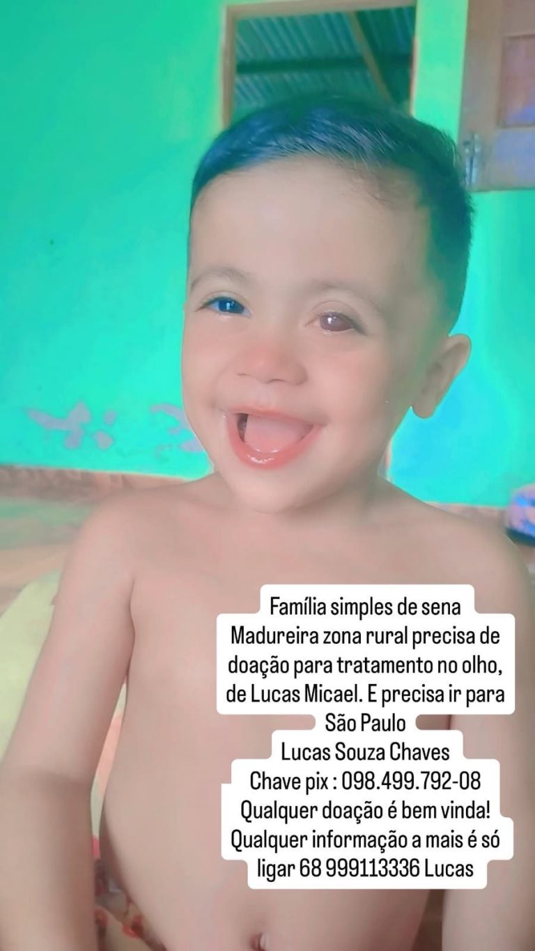 Família de Sena Madureira faz campanha para custear tratamento ocular de criança em São Paulo