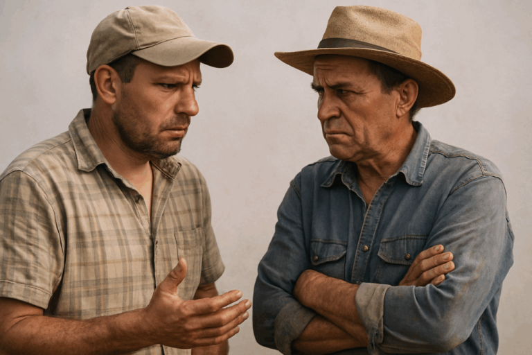 Dois agricultores a planear. Crédito: Freepik AI