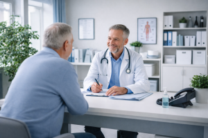 Consulta com médico.