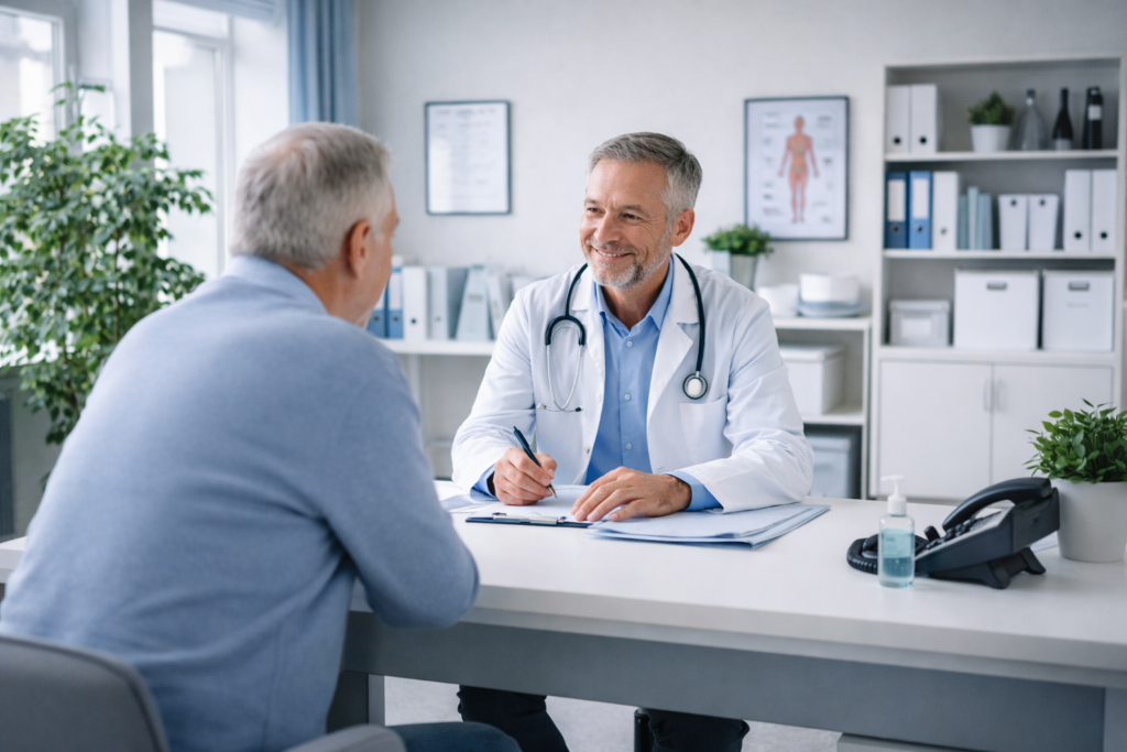 Consulta com médico.